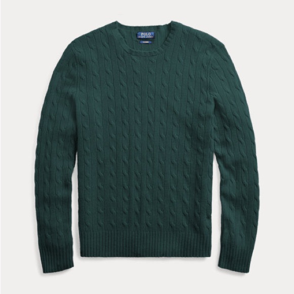 Polo Cable-Knit Cashmere Sweater Irish dark green large - Picture 3 of 8